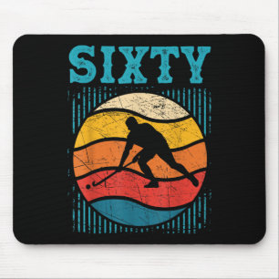 60th Birthday Retro Field Hockey 60 Years Old Man Mouse Pad