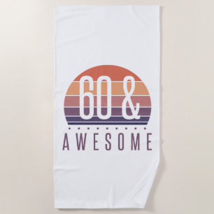 60th Birthday Retro Sunset Beach Towel