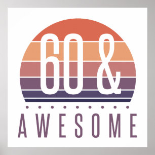 60th Birthday Retro Sunset Poster