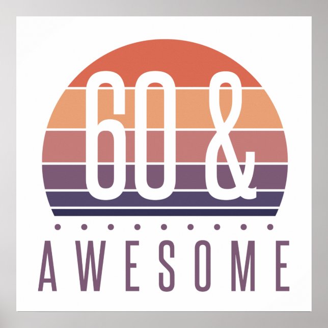 60th Birthday Retro Sunset Poster (Front)