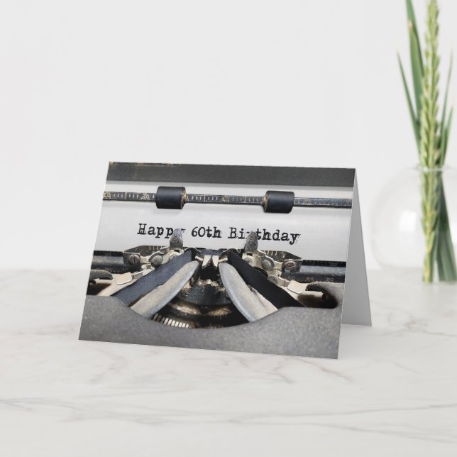 60th Birthday Retro Typewriter  Card (Front)