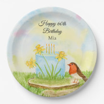 60th Birthday Robin with Daffodil Cake