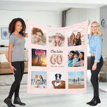 60th birthday rose gold blush photo collage name fleece blanket<br><div class="desc">A unique gift for a 60th birthday, celebrating her life with a collage of 8 of your own photos, pictures. Personalise and add her name and a date. A chic, girly rose gold, blush pink background. The name is written with a modern hand lettered style script. Number 60 with a...</div>