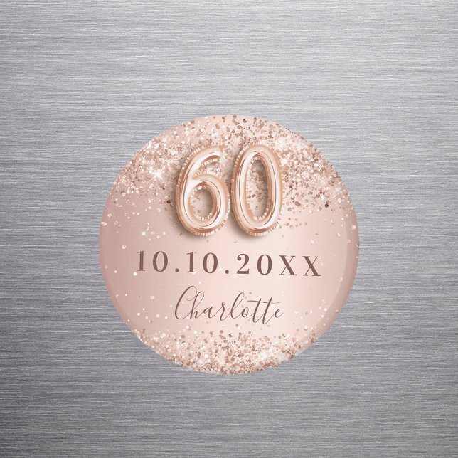 60th birthday rose gold blush save the date magnet (Creator Uploaded)
