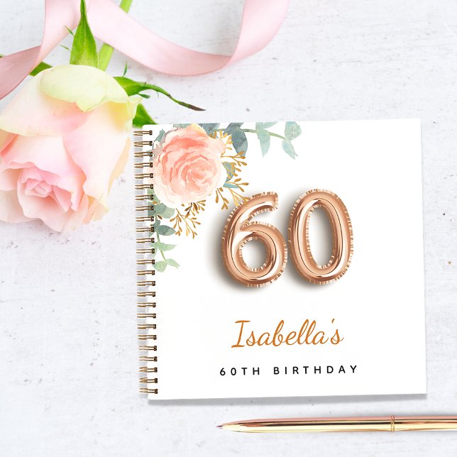 60th birthday rose gold eucalyptus guest book (Creator Uploaded)