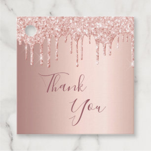 60th Birthday rose gold glitter drips thank you Favour Tags
