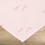 60th birthday rose gold pink hello sixty text tablecloth<br><div class="desc">Elegant and modern table cloth for a 60th birthday party. Girly rose gold background and blush pink text written with a trendy hand-lettered style script: hello sixty. With golden dots as decor. You can change the background colour to match your theme. Click "Edit design" and then "Edit" background colour" on...</div>