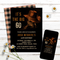 60th Birthday Rustic Western Cowboy Hat & Boots