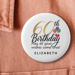 60th Birthday Script Typography Milestone Classic 6 Cm Round Badge