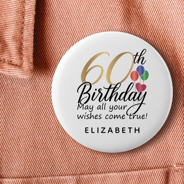 60th Birthday Script Typography Milestone Classic  6 Cm Round Badge (Creator Uploaded)