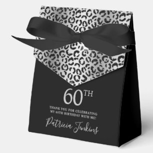 60th Birthday Silver Leopard Print Thank You Favour Box