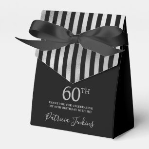 60th Birthday Silver Striped Thank You Favour Box