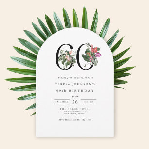 60th Birthday Simple Elegant Tropical Floral Invitation
