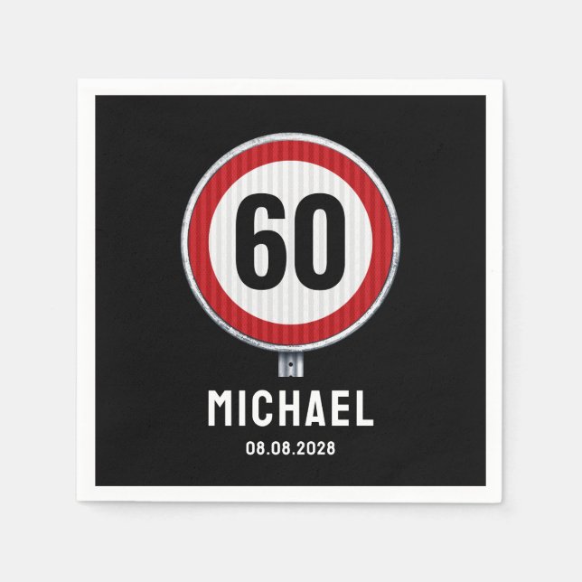 60th Birthday Speed Limit Sign - ANY AGE Napkin (Front)