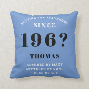 60th Birthday Standards Born 1960s Blue & Black Cushion