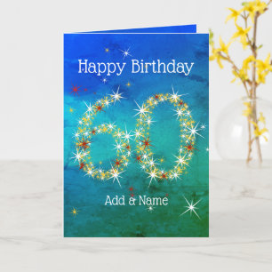 60th Birthday - Star Numbers - Blue Green - Age 60 Card