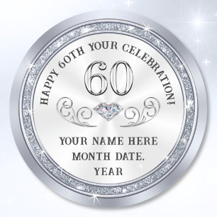60th Birthday Stickers for Favours, or Anniversary