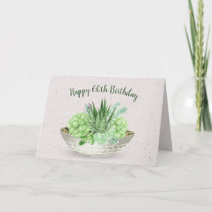 60th Birthday Succulent Plant on Terrazzo Card