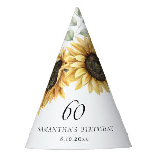 60th Birthday Sunflower Eucalyptus Party Hat