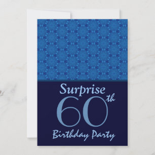 60th Birthday Surprise Party Blue Stars Metallic Invitation
