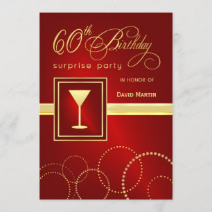 60th Birthday Surprise Party Invitations - Red