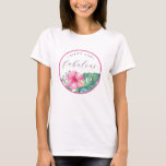60th Birthday T Shirt for Women<br><div class="desc">Celebrate her 60th in style with this tropical birthday t-shirt designed just for women, featuring original hand-painted pink flowers and monstera leaves. Perfect for 60th birthday for mum ideas, cute birthday themes pink, and party themes summer, this vibrant tee adds a fun and stylish touch to tropical birthday themes for...</div>