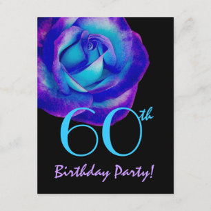 60th Birthday Template Purple and Blue Rose 001