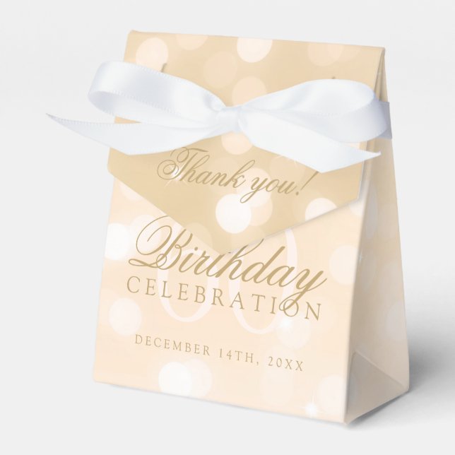 60th Birthday Thank You Gold Bokeh Sparkle Lights Favour Box (Front Side)