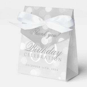 60th Birthday Thank You Silver Bokeh Sparkle Light Favour Box