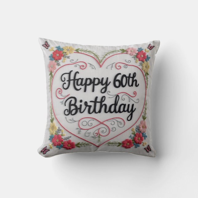 60th Birthday Throw Pillow: A Timeless Tribute Cushion (Front)