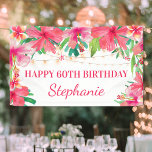 60th Birthday Tropical String Lights Hawaiian Banner<br><div class="desc">This 60th Birthday banner features a watercolor tropical floral design with foliage and string lights. Personalise it with a name. Matching items are also available. Please visit our store or view our collection pages to see the full range.</div>