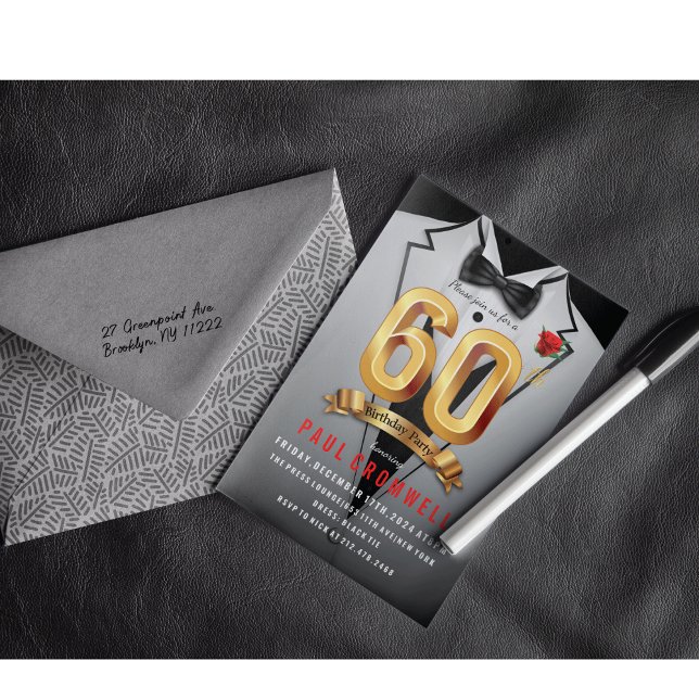 60th Birthday Tuxedo  Invitation (Creator Uploaded)