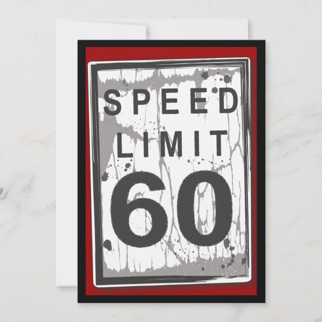 60th Birthday Two Sided Speed Limit Table Card (Front)