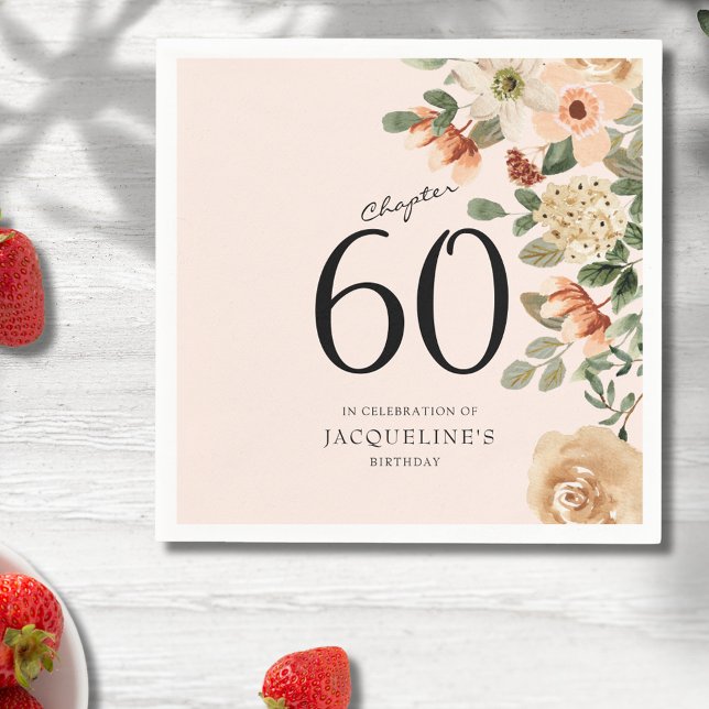 60th Birthday Vintage Floral Napkin (Our elegant 60th Birthday Vintage Floral Napkins from Zazzle can transform your party's atmosphere.)