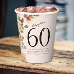 60th Birthday Vintage Floral Paper Cups<br><div class="desc">Sophisticated and elegant floral addition to any 60th birthday party celebration. A simple and classically elegant design. Easily personalised using the template provided.</div>