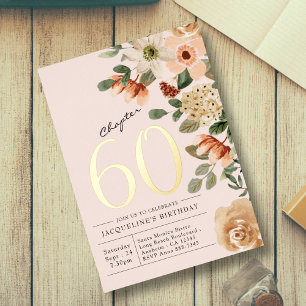 60th Birthday Vintage Floral Peach Chapter 60
