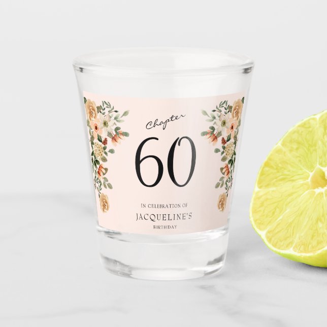 60th Birthday Vintage Floral Shot Glass (Front)