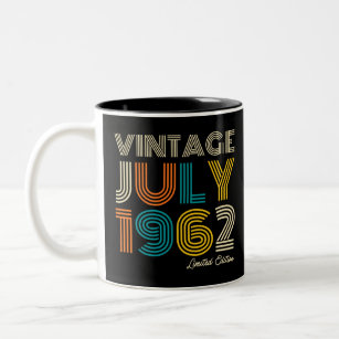 60th Birthday Vintage July 1962 Limited Edition Two-Tone Coffee Mug