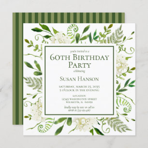 60th Birthday White Hydrangeas Invitation
