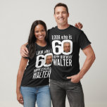60th birthday white text look 60 custom photo name T-Shirt<br><div class="desc">60th birthday white out text, look who is 60 custom photo and name t-shirt. Fun 60th personalised photo white birthday tee design. Personalise this birthday shirt with a photograph of the birthday boy or girl in the middle of the number 0. Great idea for adding some fun to a milestone...</div>