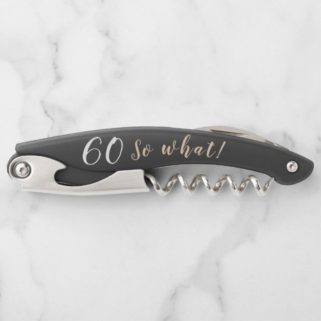 60th Birthday with Name Motivational Funny Corkscrew (Front)