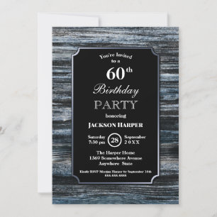 60th Birthday Wood Party Invitation