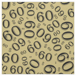 60th Black & Gold Random Number Pattern Fabric