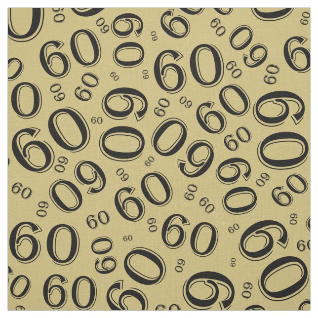 60th Black & Gold Random Number Pattern Fabric (Swatch)