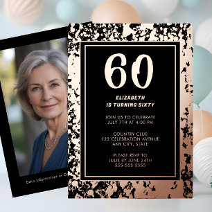 60th Black Rose Gold Photo on Back Custom Template