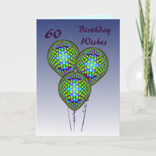 60th Blue Balloons Card