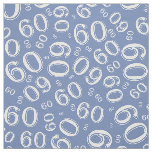 60th  Blue & White Random Number Pattern 60 Fabric