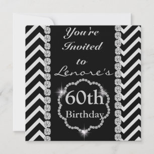 60th CHEVRON RHINESTONE LOOK  Birthday  Invitation