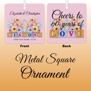 60th diamond anniversary flowers pink metal tree decoration