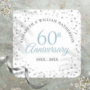 60th Diamond Anniversary Hearts Confetti Square Sticker